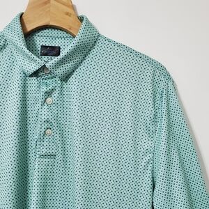 Robert Graham Golf Polo Shirt  Mint Blue Pattern Large